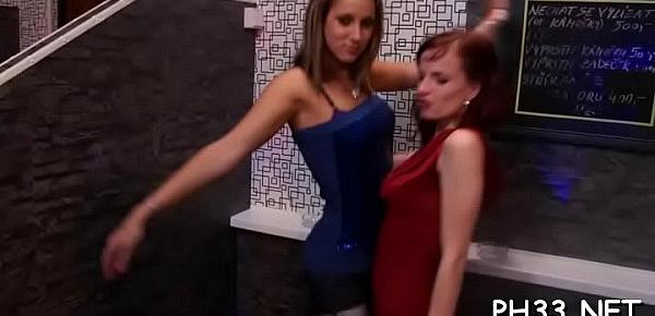  2 blonde cute waiters leaking puss and fucking one wench wildly